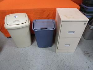 lot 93 image: File Cabinet & Trash Cans
