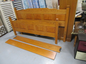 lot 15 image: King Size Solid Wood Headboard, Footboard, Side Rails