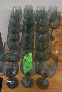 (23) Green Tinted Wine Glasses