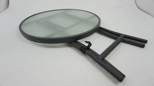 lot 44 image: Round Grey Foldable Tray Table For On Patio, Etc