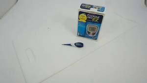 lot 78 image: Bayer Contour Next EZ Blood Glucose Monitoring System-Walgreens Small Thermometor-MTS Medical Supply Hard Plastic Board