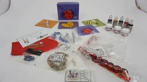 lot 84 image: Little Box Of Bugs Note Cards-Beads & Other Jewelry Making Items-Five Spectrum Food Coloring-CK Disco Dust Black Magic Glitter