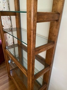 Beautiful Shelving Unit - Wood Frame and Glass Shelves