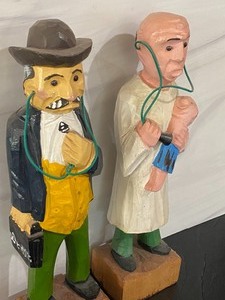 Three Carved Wooden Doctor Figurines