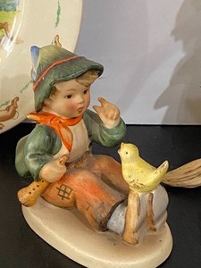 Two Hummel Figurines and Bunnykins Dishes