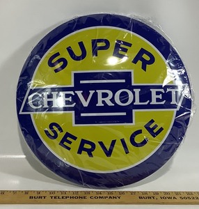 lot 112 image: Chevrolet Round Metal Sign