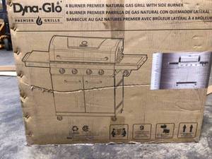 lot 1 image: Premier 4-Burner Natural Gas Grill in Stainless Steel with Side Burner by Dyna-Glo