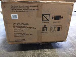 lot 12 image: Ready-to-Assemble 24-Gauge Steel Freestanding Garage Cabinet in Black (48 in. W x 72 in. H x 18 in. D) by Husky Customer Returns See Pictures