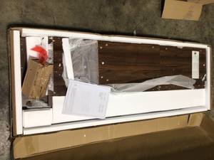 lot 23 image: 58 in. Dark Walnut Composite TV Stand Fits TVs Up to 64 in. with Storage Doors by Walker Edison Furniture Company Customer Returns See Pictures