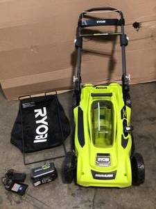 lot 32 image: 40V Brushless 20 in. Cordless Battery Walk Behind Push Lawn Mower with 6.0 Ah Battery and Charger by RYOBI Used Customer Returns See Pictures