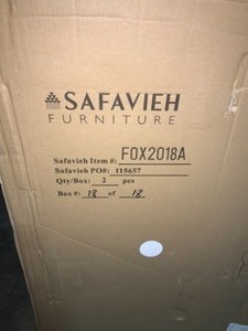 lot 14 image: Safevieh Warner White 37 in. H Round Back Leather Side Chair (Set of 2). See Pictures