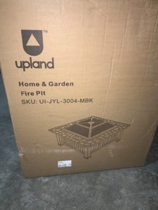 lot 16 image: CASAINC 32 in. W x 18 in. H Outdoor Square Metal WoodCoals Burning Fire Pit with Cover in Black. See Pictures
