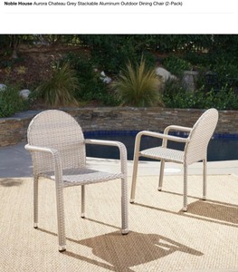 lot 34 image: NOBLE HOUSE Aurora Chateau Grey Stackable Aluminum Outdoor Dining Chairs