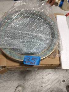 lot 35 image: Small Round Green Contemporary Mirror (15.88 in. H x 15.88 in. W)
