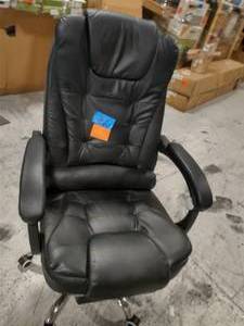 lot 71 image: Big and Tall Black Faux Leather Reclining Executive Chairs