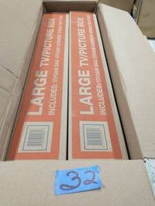 lot 32 image: Heavy-Duty Large Adjustable TV and Picture Moving Box with Handles (2 Pack)