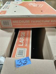 lot 33 image: Heavy-Duty Large Adjustable TV and Picture Moving Box with Handles (2 Pack)