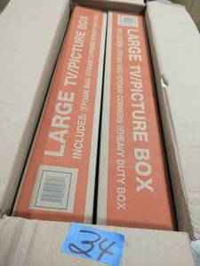 lot 34 image: Heavy-Duty Large Adjustable TV and Picture Moving Box with Handles (2 Pack)