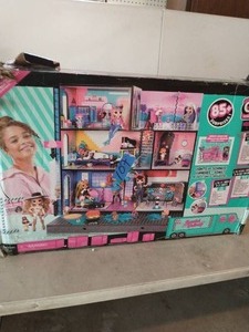 lot 107 image: LOL Surprise Home Sweet with OMG Doll Real Wood Doll House with 85 Surprice