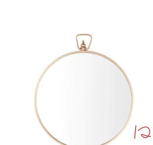 lot 12 image: Medium Round Gold Classic Accent Mirror with Handle (28 in. Diameter)