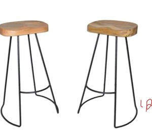 lot 42 image: Saga 31 in. Natural and Black Bar Stool (Set of 2)
