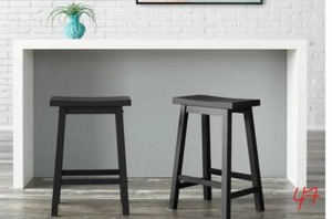 lot 47 image: STYLEWELL Black Wood Saddle Backless Counter Stool (Set of 2) (16.33 in. W x 24 in. H)