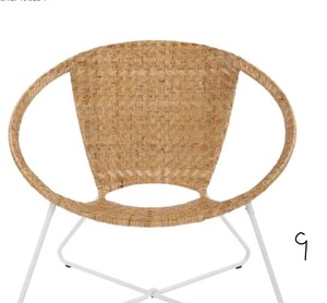 lot 9 image: Navarre Beige Lounge Chair in Natural with White Frame