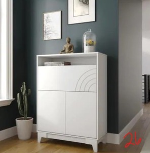 lot 26 image: Boss 36 in. Rectangular White Secretary Desk with Drop-Down Door