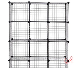 lot 69 image: 14 in. W x 14 in. H x 14 in. D Black DIY 12 Cube Grid Wire Cube Shelves Shelving Unit