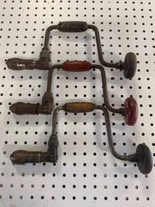 lot 92 image: A Lot of 3 Antique Hand Drills