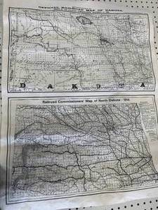 lot 140 image: Vintage Railroad Map of North Dakota