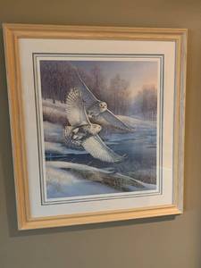 lot 153 image: Owl framed art