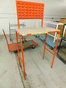 Work Bench with parts bin Holder