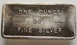 1 TROY OZ. .999 FINE SILVER BAR VINTAGE BACHE