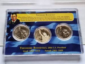 3 US DOLLAR SET THEODORE ROOSEVELT 1 PROOF & 2 UNC