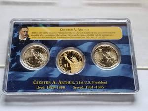 3 US DOLLAR SET CHESTER ARTHUR 1 PROOF & 2 UNC