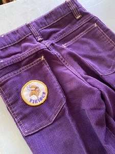 lot 21 image: Billy the Kid Vintage Purple Corduroy Pants w Minnesota Vikings Patch