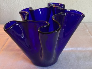 lot 70 image: Cobalt Blue Unique Shaped Vase