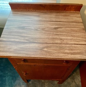 lot 124 image: Vintage Wooden Cabinet on Casters