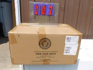 White ceramic 16 x 12 sink. New in box. As shown.