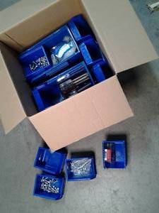 Box full of Blue AkroBins Parts Org...