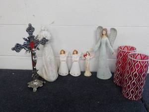 lot 76 image: Angels, Cross and Vases...
