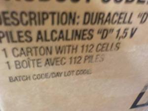 lot 278 image: Case of 112 Size D Duracell Batteri...