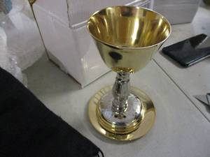 lot 103 image: Brass Gold Plated Challis...