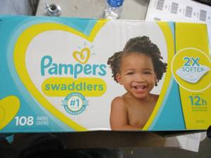 lot 191 image: 108 Pampers Swaddlers Diapers...