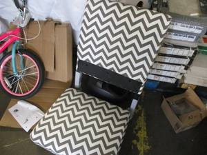 lot 208 image: Grey Chevron Accent Chair...
