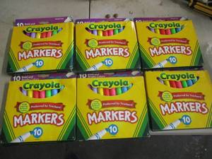 lot 220 image: 6 - 10 Packs of Crayola Markers...