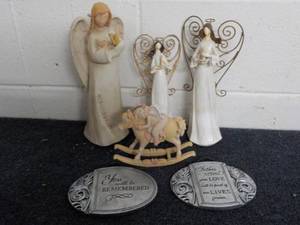 lot 64 image: Angels and Metal Hanging Signs...