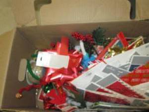 lot 29 image: box of christmas misc bags, ribbon ...