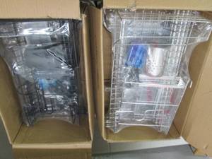 lot 104 image: 2 dish drying racks 1 black 1 chrom...